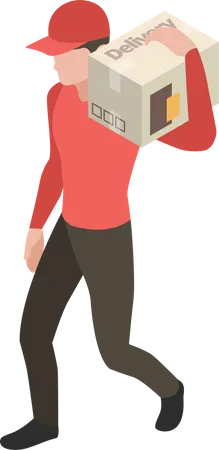 Delivery person holding package  イラスト