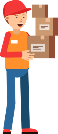 Delivery person holding package  Illustration