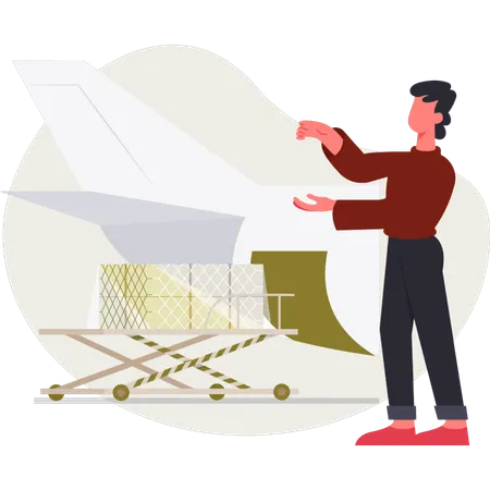 Delivery person in warehouse  Illustration