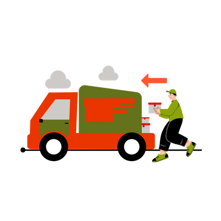 Delivery person loading parcels in truck  Illustration