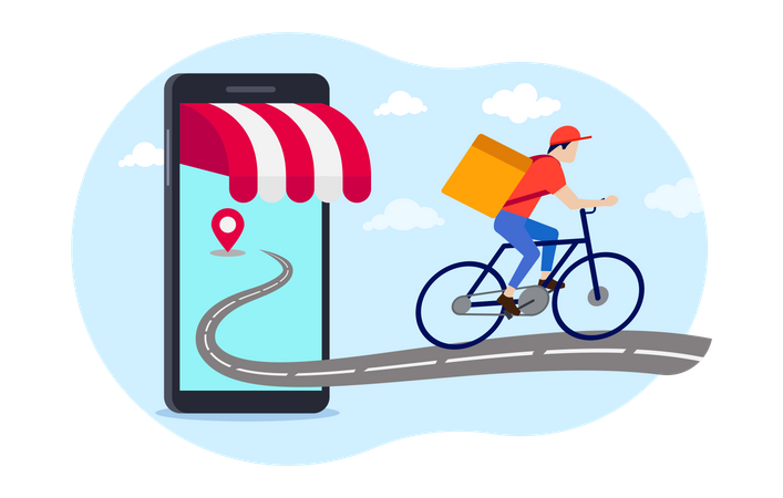 Delivery person on his way to deliver parcel Illustration