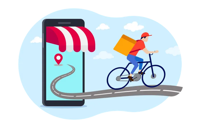 Delivery person on his way to deliver parcel Illustration