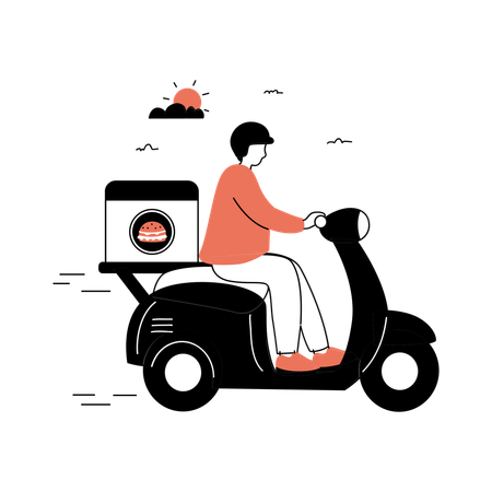 Delivery Person on Scooter  Illustration