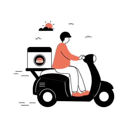 Delivery Person on Scooter  Illustration