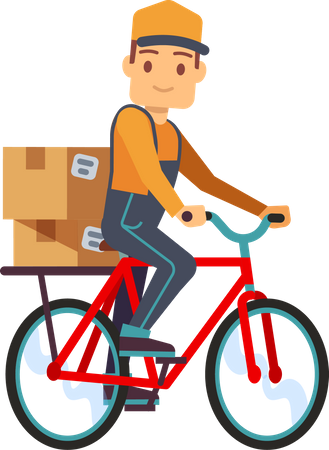 Delivery person riding cycle  Illustration