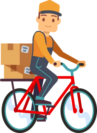 Cute Cartoon Courier Characters With Delivery Box Delivery By Drone Scooter Bicycle Delivery Courier On Scooter Vector Illustration Illustration