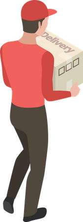 Delivery person walking with package  Illustration