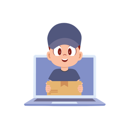 Delivery person with box  Illustration