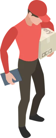 Delivery person with package  Illustration