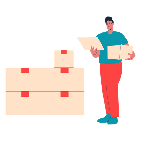 Delivery person working on Supply Chain Management  Illustration