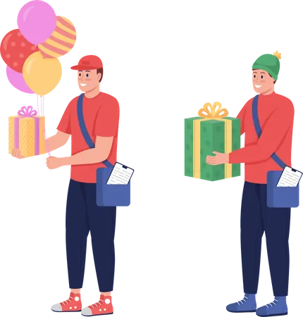 Delivery persons with gifts Illustration