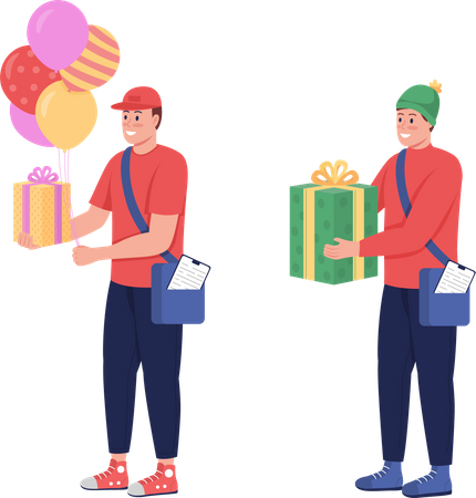 Delivery persons with gifts  Illustration