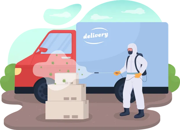 Delivery products disinfection Illustration