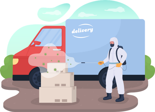 Delivery products disinfection  Illustration