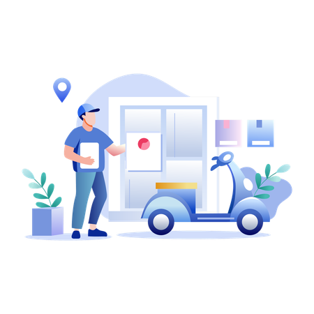 Delivery Rider doing home delivery  Illustration