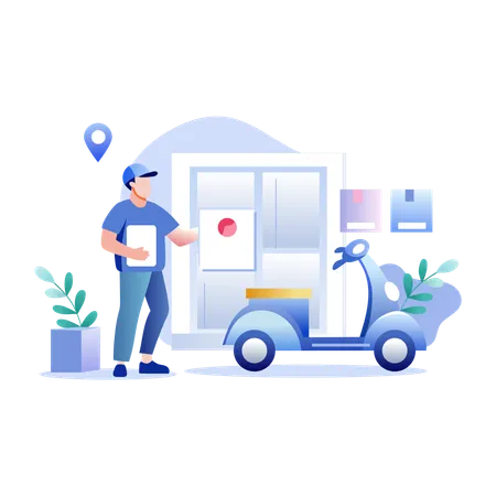 Delivery Rider doing home delivery  Illustration