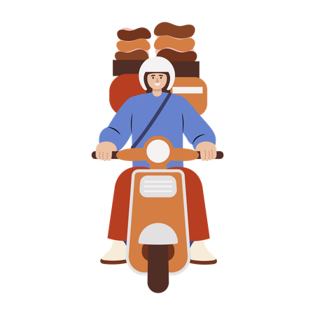 Delivery rider doing delivery  Illustration