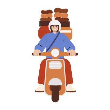 Delivery rider doing delivery  Illustration