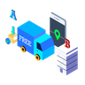 illustration tracking delivery truck