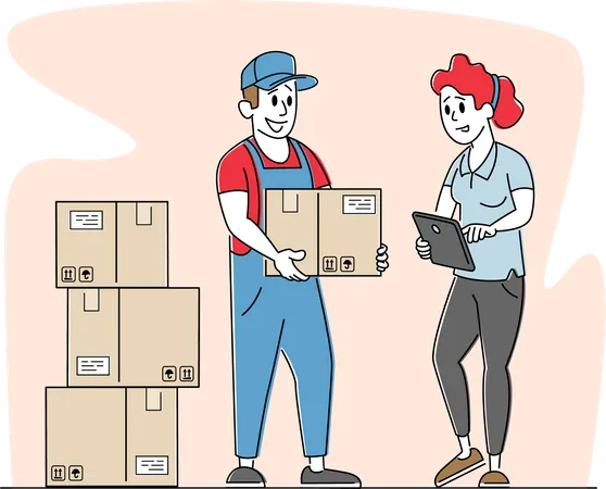Delivery Service or Storehouse Distribution  일러스트레이션