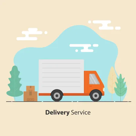 Delivery Service Truck Illustration