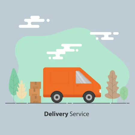 Delivery Service Truck  Illustration