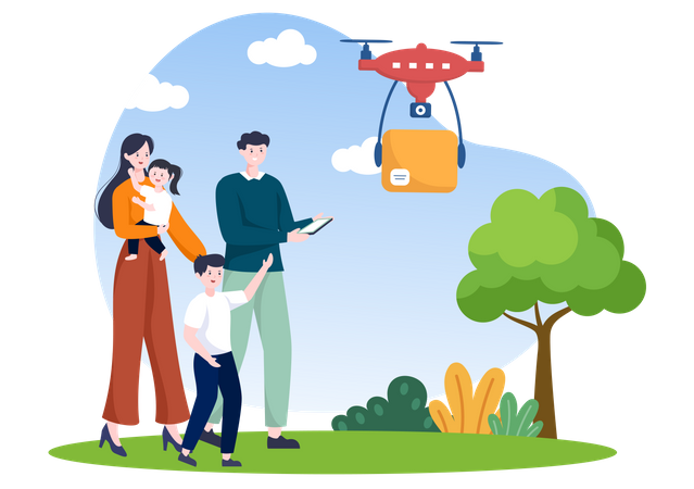 Delivery service using drone  Illustration