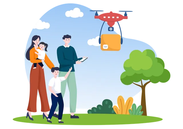 Delivery service using drone  Illustration