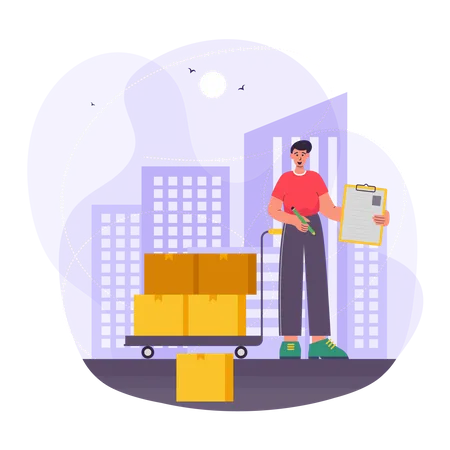 Delivery Service worker Illustration