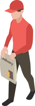 Delivery Couriers Postal And Cargo Service Worker Character Isometric Illustration