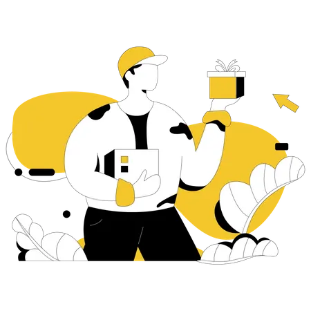Delivery staff doing home delivery Illustration