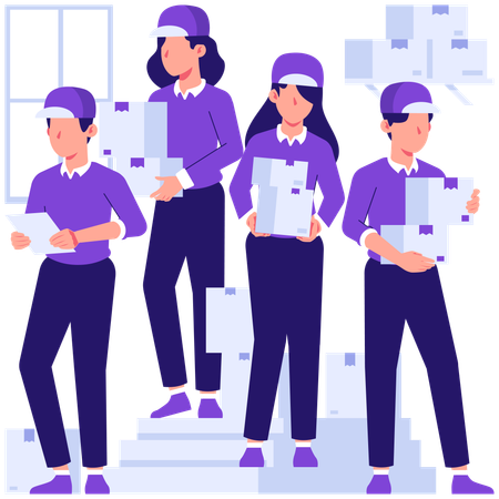 Delivery team doing parcel delivery  Illustration