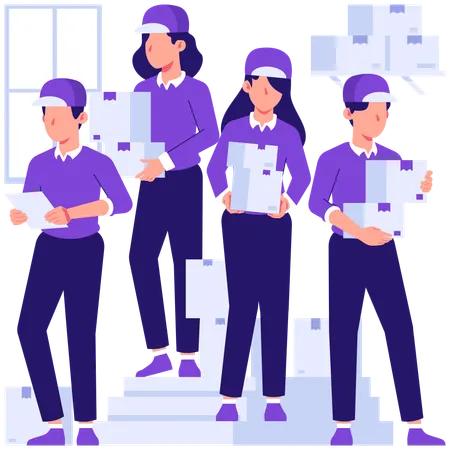 Delivery team doing parcel delivery  Illustration