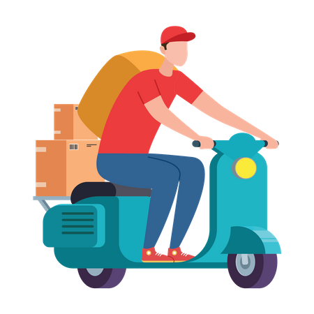 Delivery through scooter Illustration