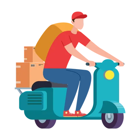 Delivery through scooter  Illustration