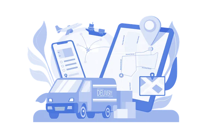 Delivery Tracking App Illustration Concept On A White Background Illustration