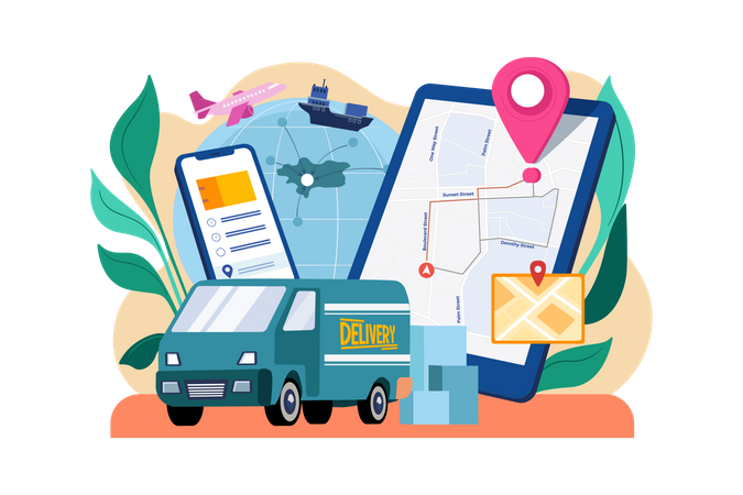 Delivery tracking app  Illustration