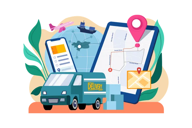 Delivery tracking app  Illustration