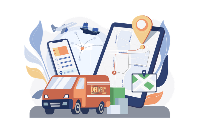 Delivery tracking app  Illustration