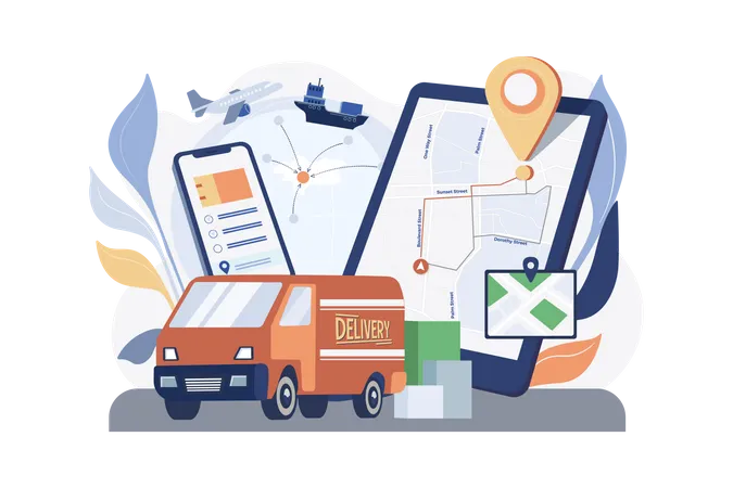 Delivery tracking app  Illustration