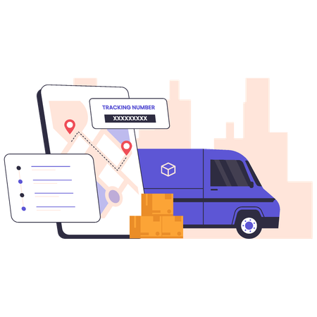 Delivery Tracking van  Illustration