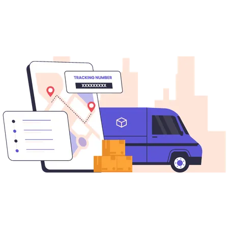 Delivery Tracking van  Illustration