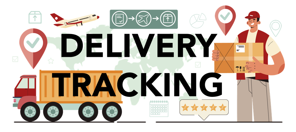 Delivery tracking with Transportation and distribution  Illustration