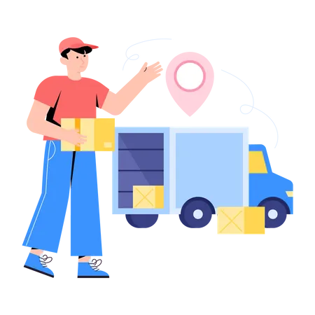 Trendy Flat Illustration Of Delivery Truck Illustration