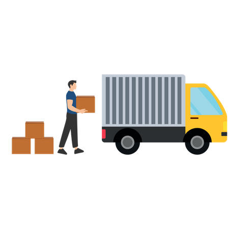 Best Premium Man with delivery truck Illustration download in PNG ...