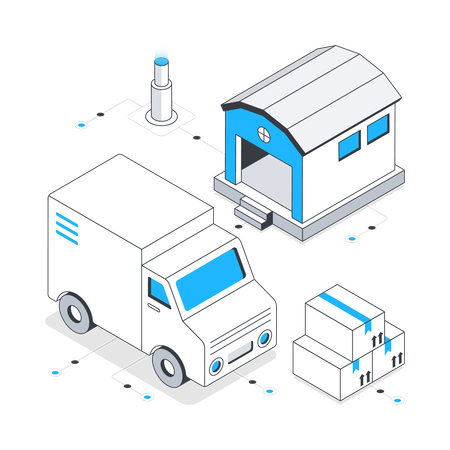 Delivery Truck and Cargo Truck  Illustration