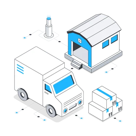 Delivery Truck and Cargo Truck  Illustration