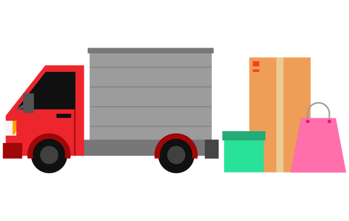 Delivery truck loading packages  Illustration