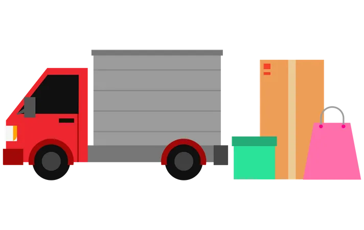 Delivery truck loading packages  Illustration