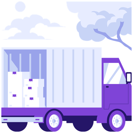Delivery truck with parcel  Illustration